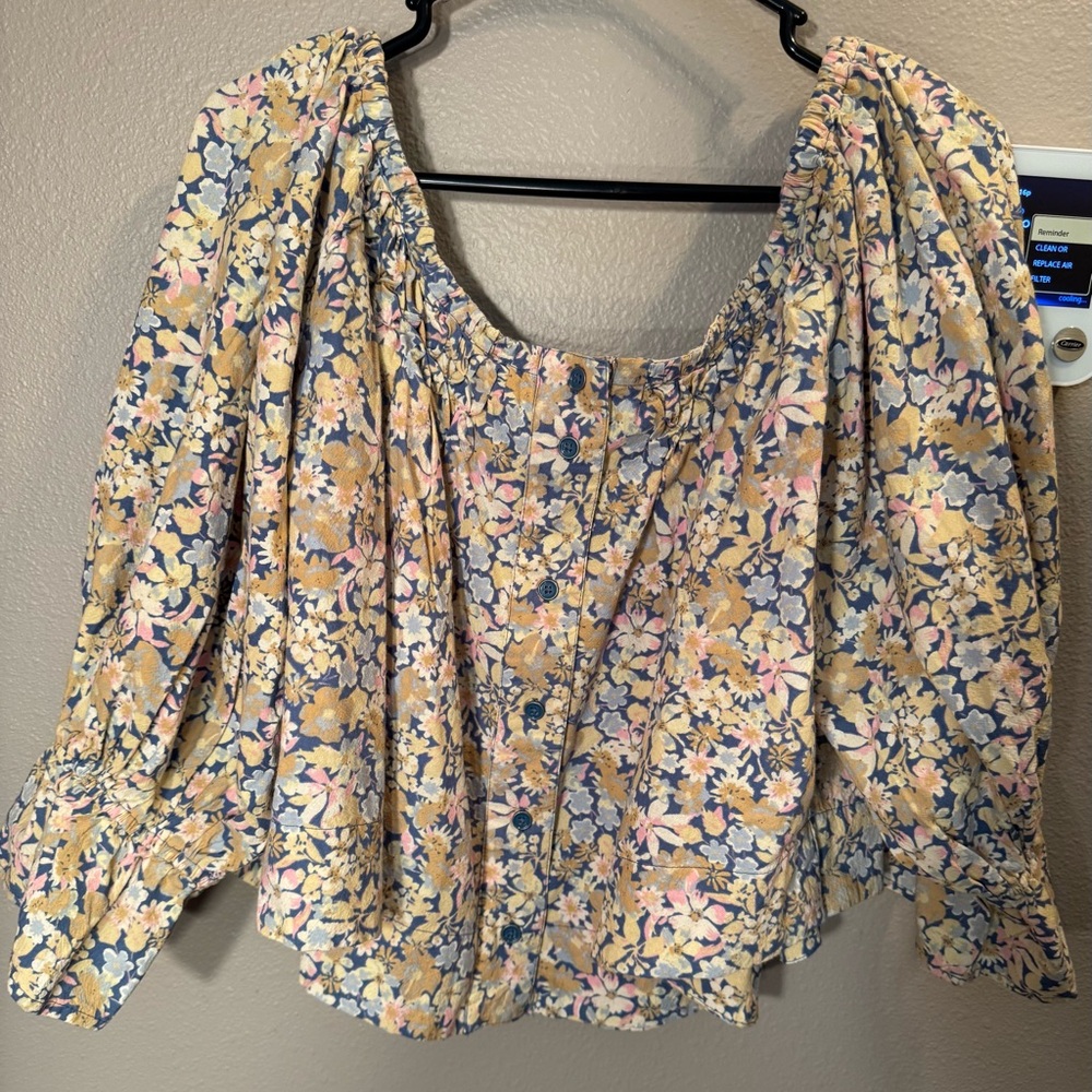 Free People Floral Off-Shoulder Peasant Top